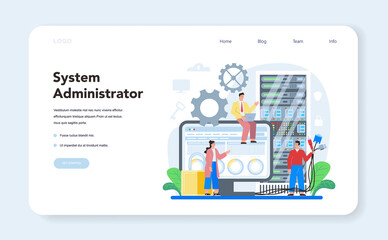 System administrator web banner or landing page set. Technical work