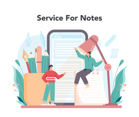 Professional writer online service or platform. Author writing script