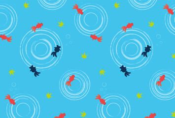 seamless pattern with goldfish in water for banners, cards, flyers, social media wallpapers, etc.