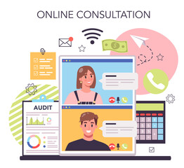 Auditor online service or platform. Business operation specialist