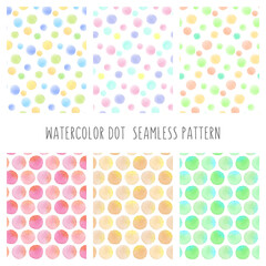 水彩風ドット柄のシームレスパターン　セット