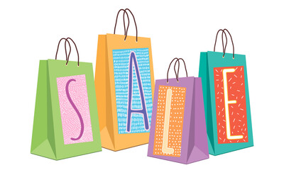  Hand drawn vector Illustration. Shopping banner.