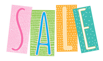  Hand drawn vector Illustration. Shopping banner.