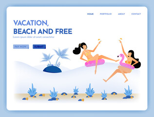 travel website with the theme of vacation, beach and free. holiday together with service swim in tropical sea. Vector design can be used for poster, banner, ads, website, web, mobile, marketing, flyer