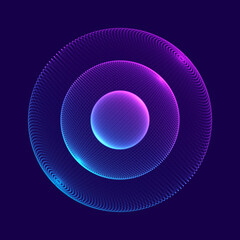 Blue sphere consisting of points. Modern wireframe elements. Technology grid sphere. 3d rendering.