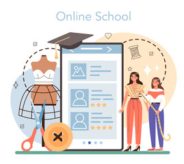 Fashion designer online service or platform. Tailor sewing or fitting