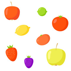 Set of fruits and vegetable. Seamless pattern