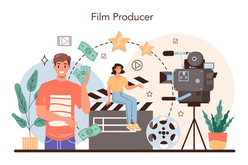 Producer concept. Film production, entertainment industry. Artist creating