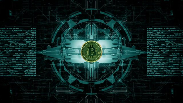 Bitcoin BTC blockchain crypto currency encryption, Technology global network connections background concept, Digital money exchange, to the moon (Camera shakes/wiggle version)