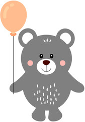 Friendly teddy bear holding a balloon
