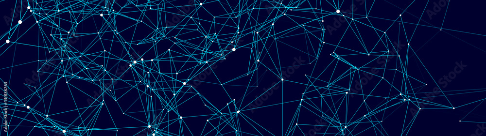 Aufkleber Abstract digital background of points, lines and triangles. Glowing plexus. Big data. Network or connection. Abstract technology science background. 3d vector illustration.