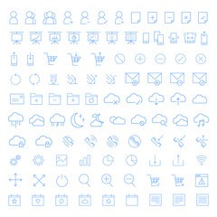 Business and marketing icons set for personal and business use. Blue vector illustration icons for graphic and web design, app development.