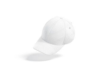 Blank white baseball cap mock up, no gravity