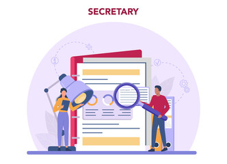 Secretary concept. Receptionist answering calls and assisting