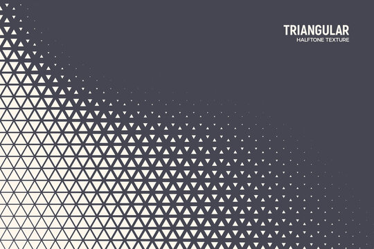 Triangular Halftone Texture Retrowave Vector Geometric Technology Abstract Background. Half Tone Triangles Retro Colored Pattern. Minimal 80s Style Dynamic Tech Structure Wallpaper