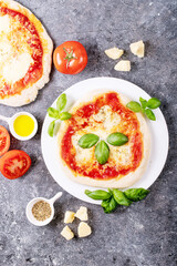 Homemade pizza margherita with mozzerala cheese