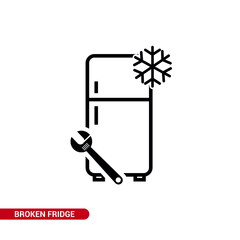 Vector image. Icon of a broken fridge.