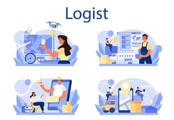 Logistic and delivery service concept set. Idea of transportation