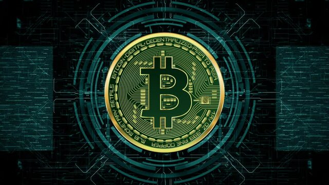 Bitcoin BTC blockchain crypto currency encryption, Technology global network connections background concept, Digital money exchange, to the moon (Camera shakes/wiggle version)