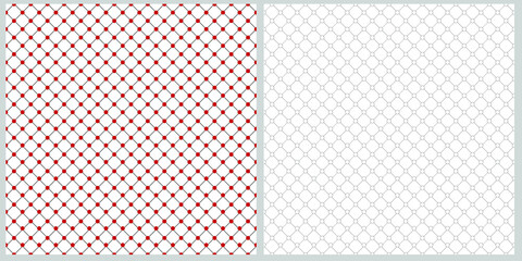 Set of seamless vector patterns. Rhombus and circle on white isolated background. Banner, background, wrapping paper, wallpaper, cover, print, clothing, material.