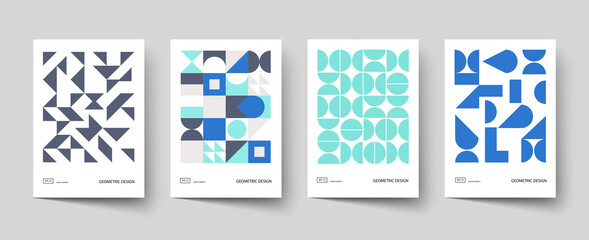 Trendy covers design. Minimal geometric shapes compositions. Applicable for brochures, posters, covers and banners.