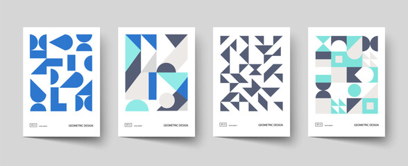 Trendy covers design. Minimal geometric shapes compositions. Applicable for brochures, posters, covers and banners.