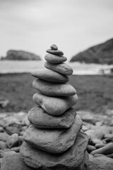 Some zen rocks close to the sea in a calm beach
