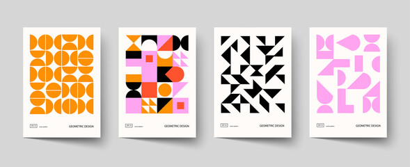 Trendy covers design. Minimal geometric shapes compositions. Applicable for brochures, posters, covers and banners.