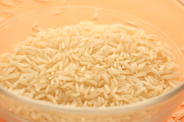 Close up of long grain brown rice,