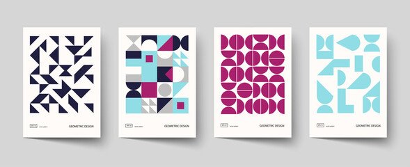 Trendy covers design. Minimal geometric shapes compositions. Applicable for brochures, posters, covers and banners.