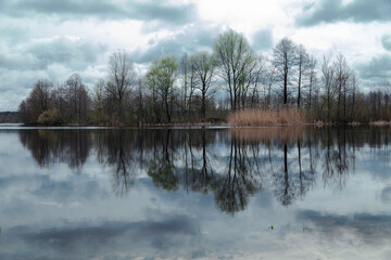 Fototapeta na wymiar landscape reflection in water