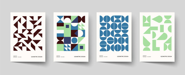 Trendy covers design. Minimal geometric shapes compositions. Applicable for brochures, posters, covers and banners.
