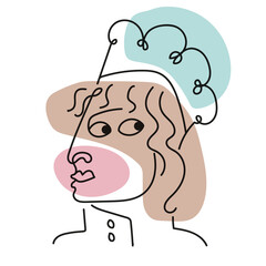 Art style cook design. Fashion design for t-shirt or kitchen. Continuous line style.