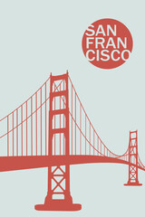 San Francisco city poster artwork. My own graphic design vector drawing. - obrazy, fototapety, plakaty