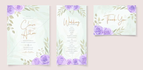 Set of beautiful soft color floral wedding invitation template