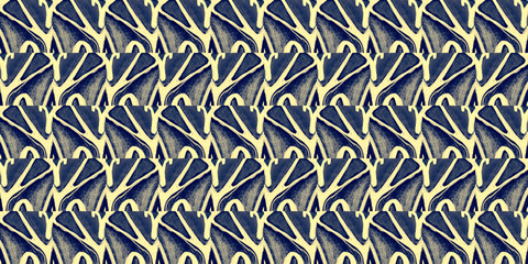 Fashion Tapestry Print. Royal Blue Seamless Wallpaper. Indigo Golden Vintage Pattern. Decorative Brocade Rapport. Luxury Textile Design. Abstract Geometric Ornament. Damask Fashion Kaleidoscope.