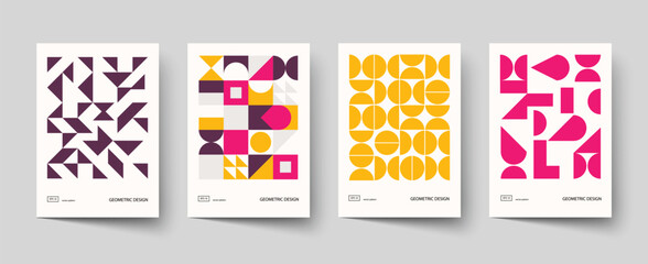 Trendy covers design. Minimal geometric shapes compositions. Applicable for brochures, posters, covers and banners.