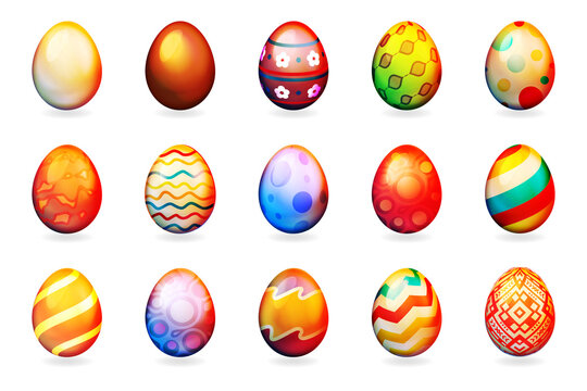 Painted easter eggs decorative isolated set icons vector illustration