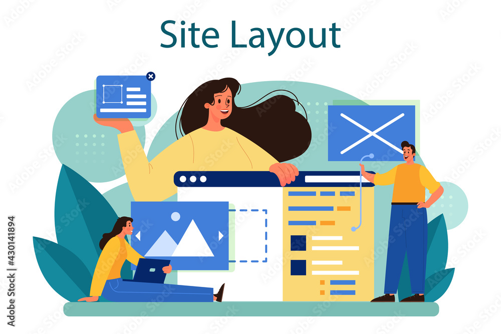 Poster website layout concept. web development, mobile app design