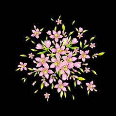 Ein Strauß Frühlingsblumen auf schwarzem Hintergrund. © marinavorona