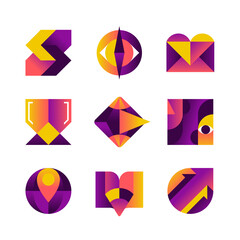 Vector set of creative color block icons