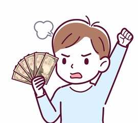 Cheerful boy in blue clothes