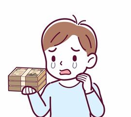 Cheerful boy in blue clothes