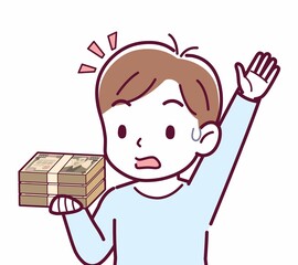 Cheerful boy in blue clothes