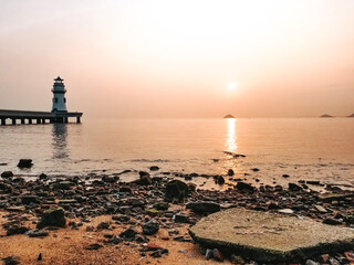 lighthouse at sunset