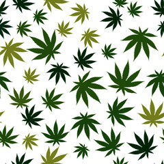 Naklejka na ściany i meble seamless pattern of cannabis leaves. Vector illustration for textile industry.