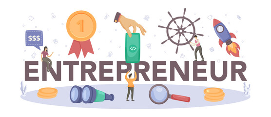 Enterpreneur typographic header. Idea of management strategy