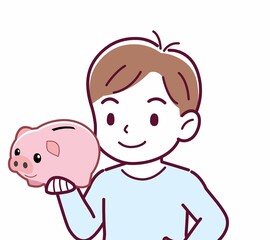 Cheerful boy in blue clothes