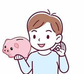 Cheerful boy in blue clothes