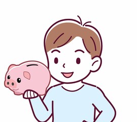 Cheerful boy in blue clothes